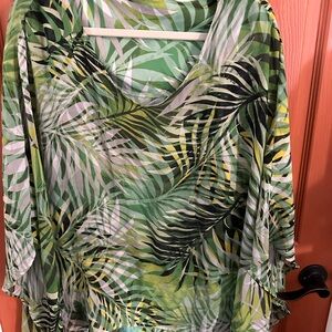 Women’s Cocomo Green & Mint Tropical Leaf Blouse size 3x